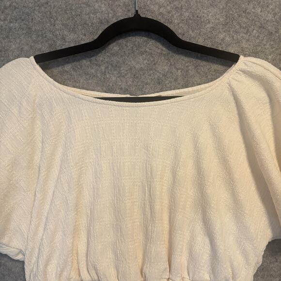 Free People Shirt Womens Size Small Crop Flutter Sleeve Smocked Hem Boho - Picture 2 of 13